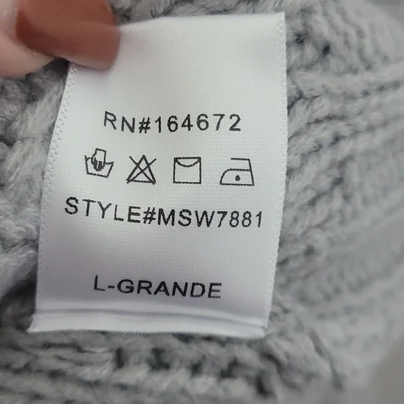 &merci Boho Sweater Cable Knit Bodice Fringe Sleeves Ribbed Hem Size Large Gray - Picture 10 of 11